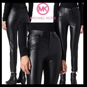 New MICHAEL Michael Kors Black Faux Leather Zipper Ankle Pants (14)